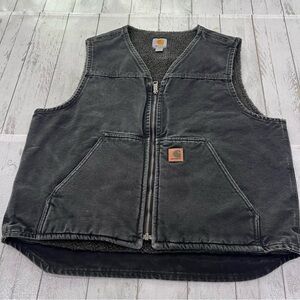 Carhartt Charcoal Sherpa-Lined Work Vest Sz L